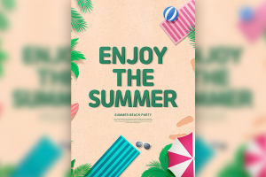 夏季暑假元素海报设计韩国素材[psd]