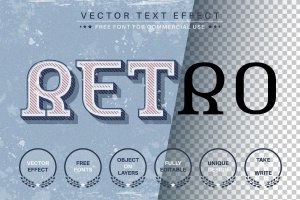 经典复古矢量文字效果字体样式 Classic Retro – Editable Text Effect, Font Style