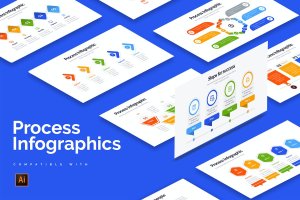 工作流程信息图表设计AI矢量模板 Business Process Illustrator Infographics