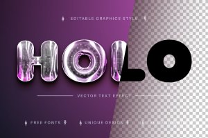 半透明全息矢量文字效果字体样式 Holo – Editable Text Effect, Font Style