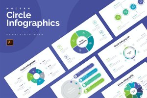 圆形分类信息图表设计AI矢量模板 Business Circle Illustrator Infographics
