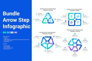 箭头步骤信息图表设计模板 Bundle Arrow Step Infographic