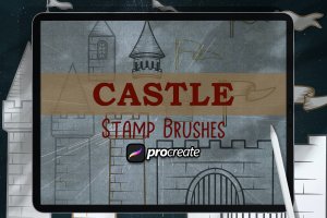 城堡插画Procreate印章笔刷 Castle Illustration Brush Stamp Procreate