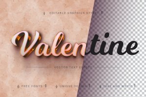 情人节亮金色矢量文字效果字体样式 Valentine Gold – Editable Text Effect, Font Style