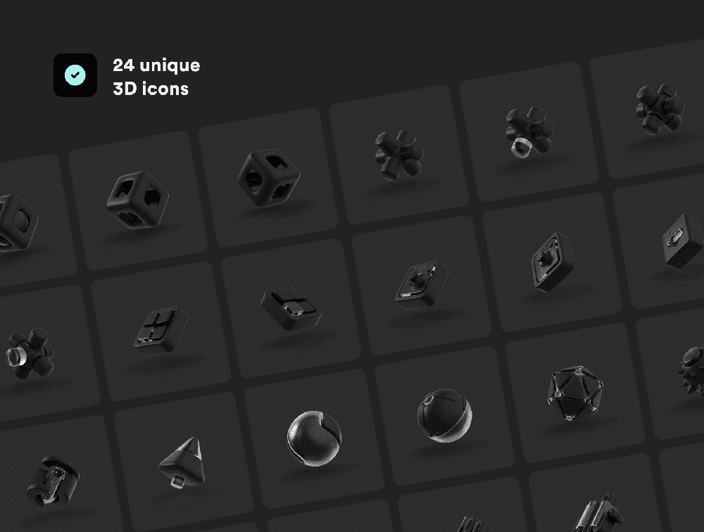 黑色元素3D图标C4d素材包
