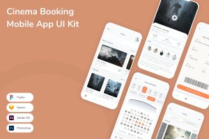 电影院预订应用程序App界面设计UI套件 Cinema Booking Mobile App UI Kit