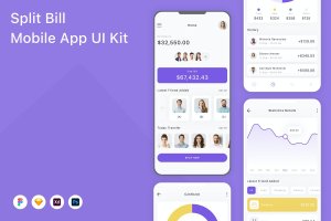 拆分AA账单移动应用程序App设计UI模板 Split Bill Mobile App UI Kit