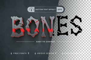 红骨头矢量文字效果字体样式 Red Bones – Editable Text Effect, Font Style