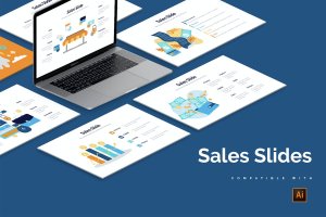 销售幻灯片信息图表设计AI矢量模板 Business Sales Slides Illustrator Infographics