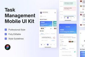 任务管理App移动应用UI模板 Task Management Mobile App UI Kit Template