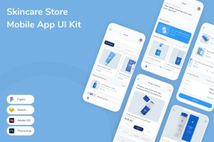 护肤品商店应用程序App界面设计UI套件 Skincare Store Mobile App UI Kit