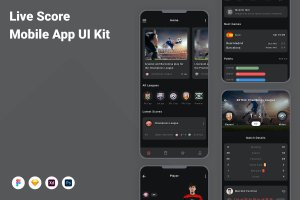 实时比分App应用程序UI工具包素材 Live Score Mobile App UI Kit