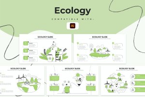 生态学教育信息图表设计AI矢量模板 Education Ecology  Illustrator Infographics