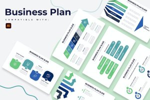 商业计划信息图表设计AI矢量模板 Business Plan Illustrator Infographics