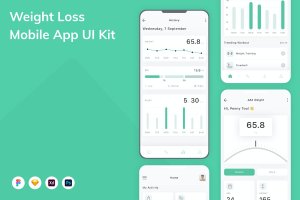 体重跟踪应用程序App界面设计UI套件 Weight Loss Mobile App UI Kit