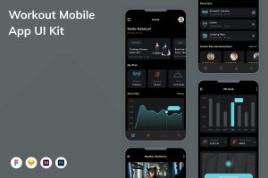 锻炼训练App应用程序UI工具包素材 Workout Mobile App UI Kit