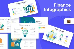 金融业务发展信息图表设计AI矢量模板 Business Finance Illustrator Infographics