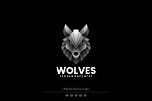 狼渐变Logo标志设计模板 Wolf Gradient Logo