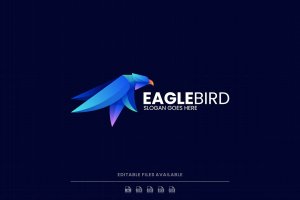 鹰渐变Logo标志设计模板 Eagle Gradient Logo