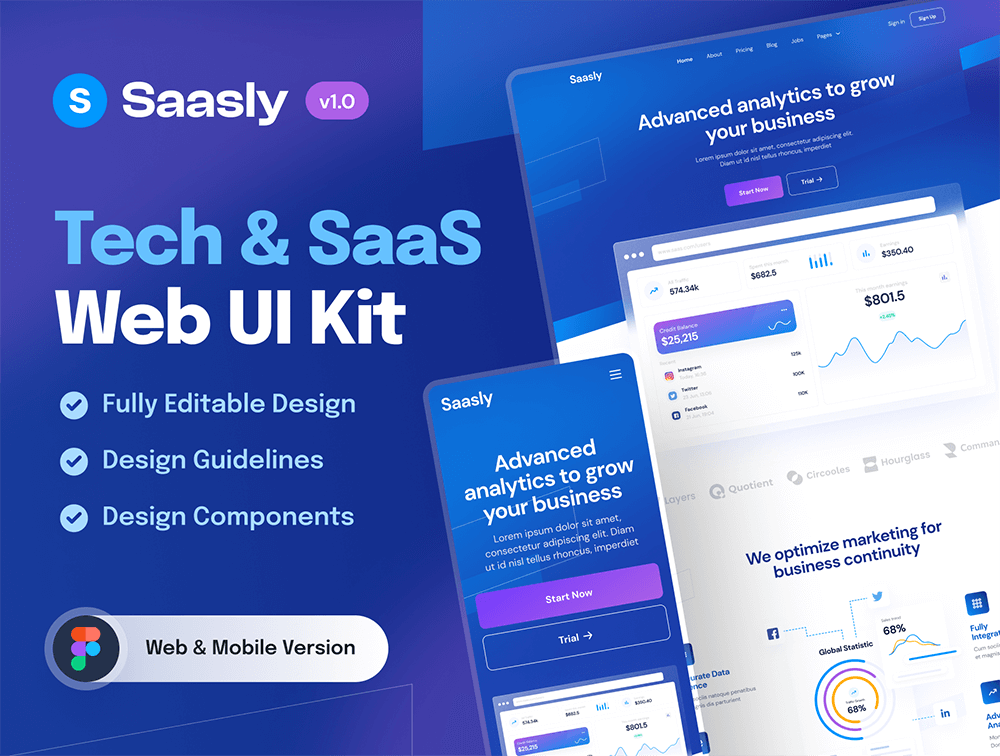技术和SaaS网站&App UI套件