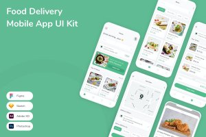 食品配送App应用程序UI设计模板套件 Food Delivery Mobile App UI Kit