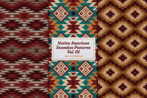 美洲原住民元素无缝图案v1 Native American Seamless Patterns Vol. 01