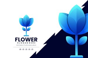 花卉渐变Logo标志设计模板 Flower Gradient Logo