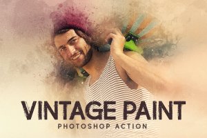 复古油漆涂料照片处理效果PS动作模板 Vintage Paint – Photoshop Action