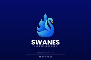 天鹅渐变Logo标志设计模板 Swan Gradient Logo