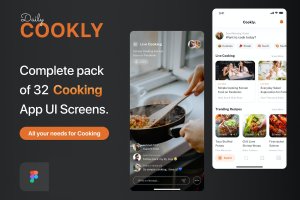 现代完整的烹饪教学应用UI套件 Modern Complete Cooking Receipt App UI Kit