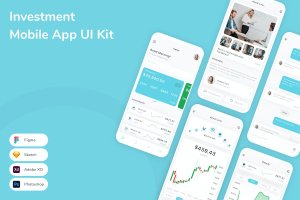 金融市场投资App应用程序UI设计模板套件 Investment Mobile App UI Kit