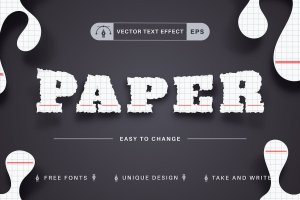 撕裂纸张矢量文字效果字体样式 Torn Paper – Editable Text Effect, Font Style