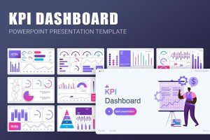 KPI数据仪表盘PowerPoint模板 KPI Dashboard PowerPoint Template