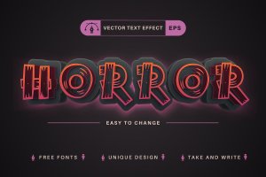 木制恐怖矢量文字效果字体样式 Wooden Horror – Editable Text Effect, Font Style