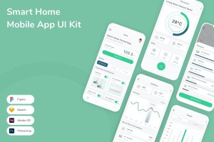 智能家居应用程序App界面设计UI套件 Smart Home Mobile App UI Kit