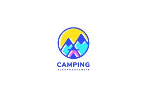山地帐篷徽标Logo设计模板 Mountains Tent Logo