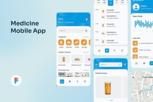 医药医疗移动App应用程序UI套件 Medicine Mobile App UI Kit