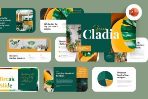 绿植植物介绍PPT幻灯片模板下载 Green Cladia – Botanical Powerpoint Template