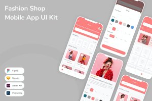时装店App应用程序UI设计模板套件 Fashion Shop Mobile App UI Kit