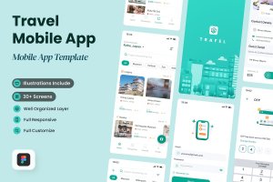 旅行App移动应用程序UI套件 Trafel – Travel Mobile App UI Kits