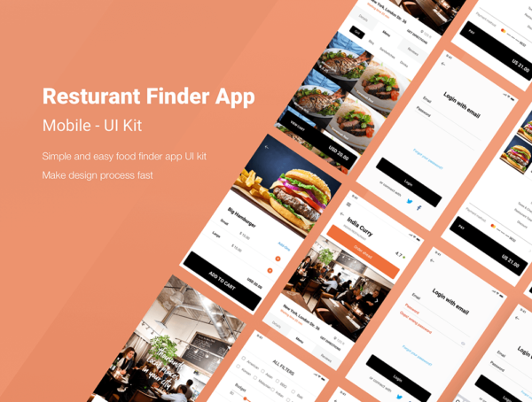 小咖下午茶：餐厅查找App应用程序UI 套件