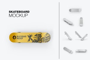 骑行滑板品牌设计样机 Skateboard Mockup