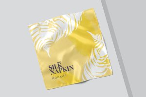 丝绸餐巾设计样机 Silk Napkin Mockups