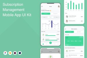 订阅管理移动应用程序App设计UI模板 Subscription Management Mobile App UI Kit