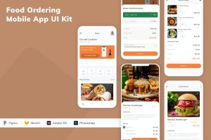 订餐点餐移动应用程序App UI设计套件 Food Ordering Mobile App UI Kit