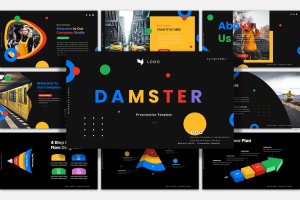 彩虹配色谷歌幻灯片模板 Damster Slides Google Slides Presentation Template