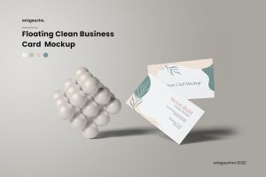 浮动简约的名片展示样机 Floating Clean Business Card Mockup