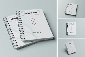 螺旋线圈本笔记本封面设计样机 Note Book Mockup