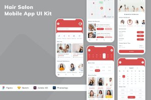发廊应用程序App设计UI工具包 Hair Salon Mobile App UI Kit