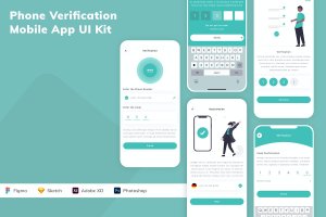 电话验证应用程序App设计UI工具包 Phone Verification Mobile App UI Kit